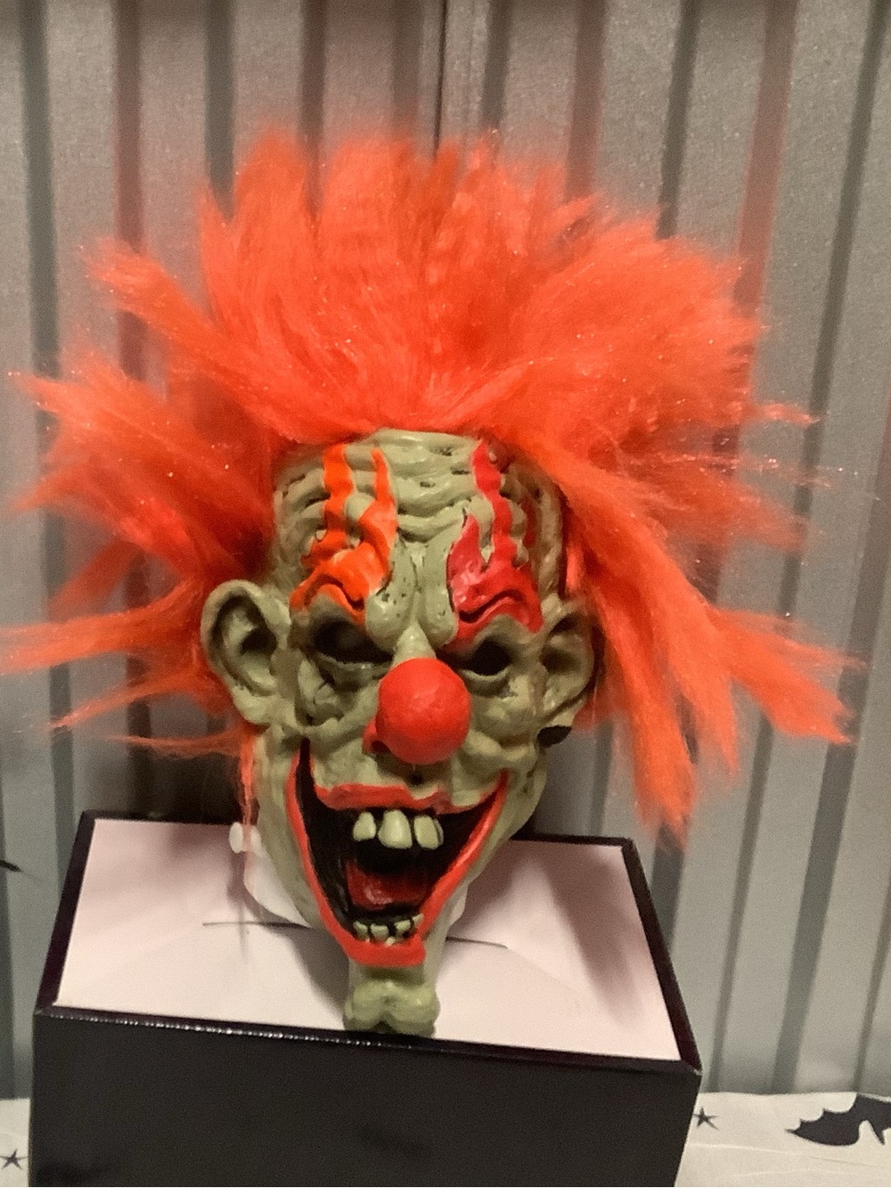 Adult Horror Clown Mask with Bright Orange Hair
